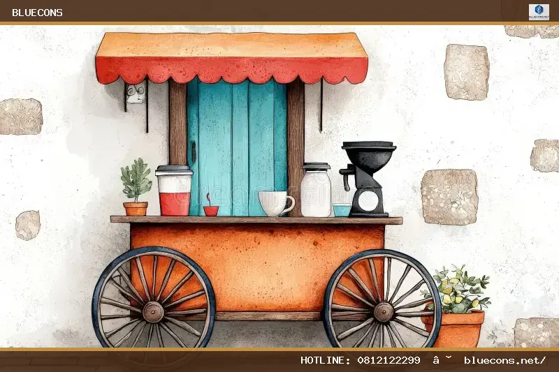 Xe cafe take away vintage – hình ảnh Bluecons