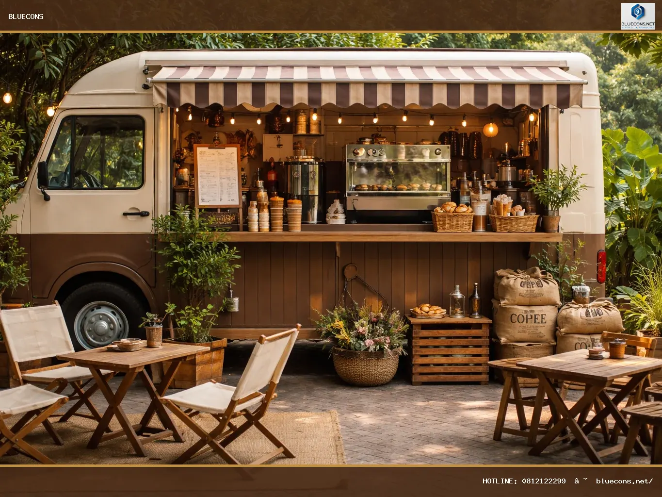 Xe cafe take away vintage – ảnh minh họa Bluecons