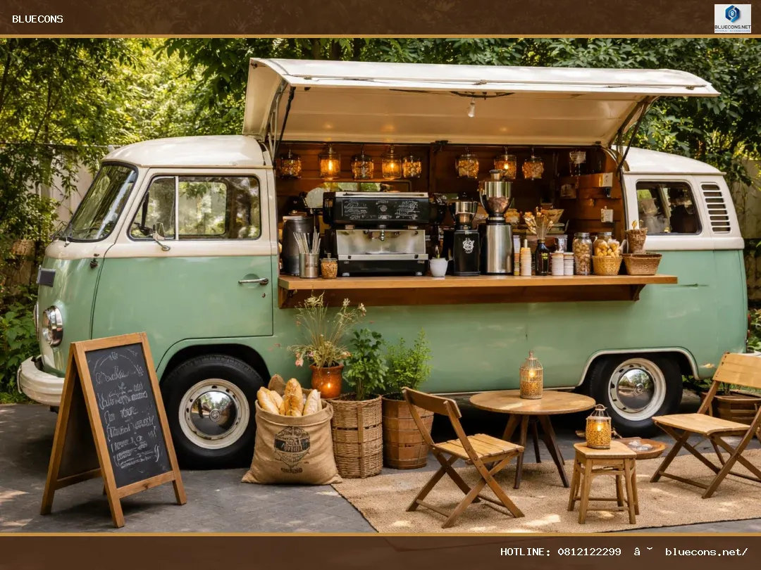 Xe cafe take away vintage – ảnh minh họa Bluecons